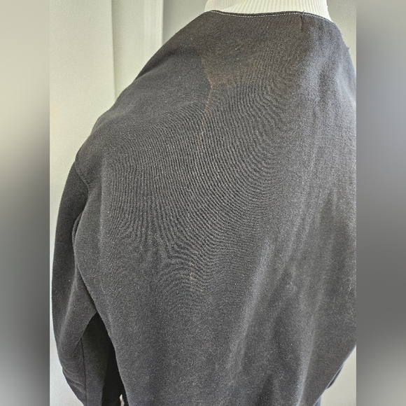 Vintage 80s Black & White Zip Up Turtle Neck Retro Sweater - Picture 3 of 7